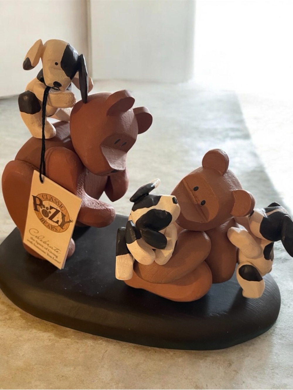 New Classic Pozy Brown Bear Figurine with Puppies